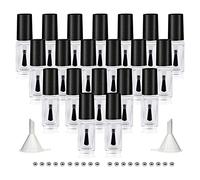 Agidea Bottiglie vuote per smalto con pennello rotondo da 5 ml, confezione da 20 contenitori per smalto in vetro vuoto ricaricabili con sfere e imbuti (nero opaco)