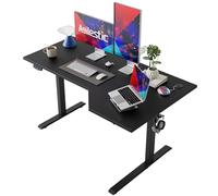 Agilestic Scrivania a forma di L Regolabile in Altezza, 140 x 80 cm Scrivania sit-stand per Ufficio Domestico con Piano del Tavolo Giuntato, Nero