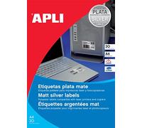 Etichette Apli Silver Metallic 2100 x 2970 mm 20 fogli