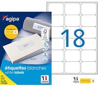 agipa 100981 - Etichette universali, 63,5 x 46,6 mm, colore: Bianco