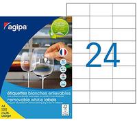 Agipa 101165 Confezione da 2400 etichette DIN A4 Multi Uso enlevable diritti 70 x 37 mm Bianco