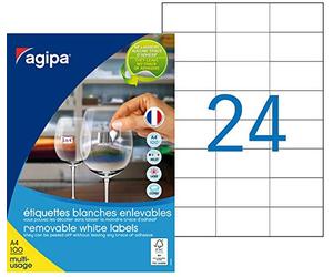 Agipa 101165 Confezione da 2400 etichette DIN A4 Multi Uso enlevable diritti 70 x 37 mm Bianco