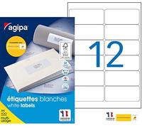 Agipa 101311 - Etichette multiuso con angoli arrotondati, 99,1 x 42,3 mm, confezione da 1200, colore: Bianco