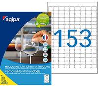 Agipa 101625 - Etichette multiuso, rimovibili, con angoli arrotondati, 22 x 16 mm, confezione da 15300, colore: Bianco