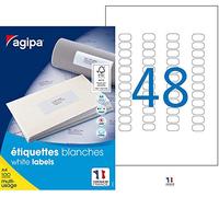 Agipa 102162 Set di 4800 Etichette DIN A4 Multi Uso arrotondati 22 x 12,7 mm bianco