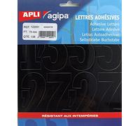 Agipa 122051 - Lettere adesive, 75mm, confezione di 138, nero