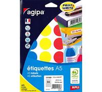 Agipa Etichette Colorate Custodia di 168 Pastiglie Adesive Diametro 30 mm Multicolore