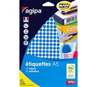 AGIPA Lot de 10 Etuis A5 ( 10F ) de 2940 Pastilles Gommettes Rondes 8 mm Bleu
