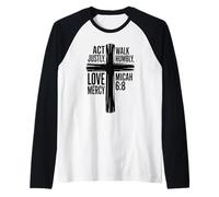 Agisci giustamente, Cammina umilmente, AMA Misericordia Micah 6:8 Maglia con Maniche Raglan