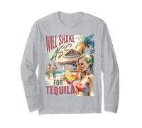 Agitare Culo Per Tequila Divertente Vintage Barista Bar Party Maglia a Manica