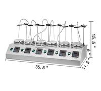 Agitatore magnetico con piastra riscaldante, agitatore elettrico, frullatore portatile, agitatore for laboratorio chimico per il lavoro(6 Heads)
