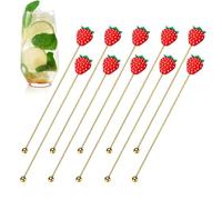 Agitatore per cocktail, Agitatori per bevande Cocktail - Bastoncini per mescolare bevande alla fragola da 10 pezzi,Bastoncini per mescolare al caffè in acciaio inossidabile, agitatori per caff