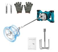 Agitatore per malta a batteria, compatibile con batteria Makita, 3200 W, senza brushless, mescolatore per calcestruzzo, con 2 aste di miscelazione (trasmissione a 6 marce, max 680r/min, senza