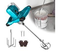 Agitatore per malta a batteria, compatibile con batteria Makita da 18 V, 1000 W, miscelatore per malta a colori, con 2 aste di agitazione (trasmissione a 6 marce, max 800 giri/min, senza batteria)