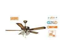 Agitatore/Ventilatore da soffitto 5 pale in legno noce scuro 4 luci Vinco 70900