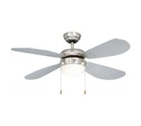 Agitatore/Ventilatore da soffitto con 4 pale in legno finitura Silver 1 lampada