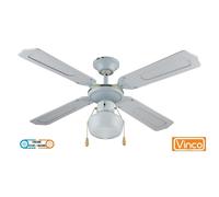 Agitatore/Ventilatore da soffitto in legno laccato bianco 1 lampada Vinco 70912