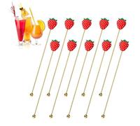 Agitatori per bevande,agitatore per cocktail - Palette per caffè riutilizzabili alla fragola 10 pezzi,Bastoncini per mescolare shaker per cocktail da bar, bastoncini per agitatori per in acci