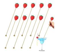 Agitatori per bevande Cocktail,Agitatori per cocktail per bevande - Palette per caffè in metallo alla fragola 10 pezzi | Bastoncini per mescolare shaker per cocktail da bar, bastoncini per agitatori p