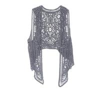 Agiyenna Cardigan Elegante Chic da Donna Gilet Hippie Estivo Irregolare in Pizzo Floreale Cavo all'Uncinetto Boho Senza Maniche Abbigliamento da Spiaggia