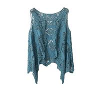Agiyenna Cardigan Elegante Chic da Donna Gilet Hippie Estivo Irregolare in Pizzo Floreale Cavo all'Uncinetto Boho Senza Maniche Abbigliamento da Spiaggia
