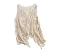 Agiyenna Cardigan Elegante Chic da Donna Gilet Hippie Estivo Irregolare in Pizzo Floreale Cavo all'Uncinetto Boho Senza Maniche Abbigliamento da Spiaggia