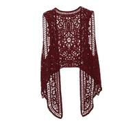 Agiyenna Cardigan Elegante Chic da Donna Gilet Hippie Estivo Irregolare in Pizzo Floreale Cavo all'Uncinetto Boho Senza Maniche Abbigliamento da Spiaggia