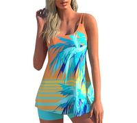 Agiyenna Costume da Bagno a Due Pezzi in Pizzo con Pantaloncini Tankini, Controllo della Pancia