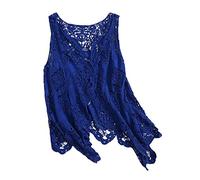 Agiyenna Gilet Donna Cardigan Elegante Chic da Donna Gilet Hippie Estivo Gilet Irregolare in Pizzo Floreale Cavo all'Uncinetto Boho Senza Maniche Abbigliamento da Spiaggia