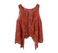 Agiyenna Gilet Donna Cardigan Elegante Chic da Donna Gilet Hippie Estivo Gilet Irregolare in Pizzo Floreale Cavo all'Uncinetto Boho Senza Maniche Abbigliamento da Spiaggia