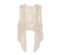 Agiyenna Gilet Donna Cardigan Elegante Chic da Donna Gilet Hippie Estivo Gilet Irregolare in Pizzo Floreale Cavo all'Uncinetto Boho Senza Maniche Abbigliamento da Spiaggia