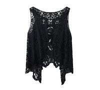 Agiyenna Gilet Donna Cardigan Elegante Chic da Donna Gilet Hippie Estivo Gilet Irregolare in Pizzo Floreale Cavo all'Uncinetto Boho Senza Maniche Abbigliamento da Spiaggia