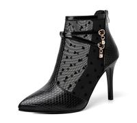 Agiyenna Stivaletti in Mesh con Tacco a Spillo da Donna Eleganti Stivali a Punta per la Primavera-Estate Stivali con Zip Moda Casual Scarpe da Festa Traspiranti Tinta Unita Sexy