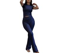 Agiyenna Tute Da Donna Sportive Y2K Lounge Set 2 Pezzi Slim Fit Crop Top e Pantaloni Lunghi Tuta Per Il Tempo Libero Yoga Tuta