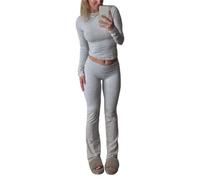 Agiyenna Tute Da Donna Sportive Y2K Lounge Set 2 Pezzi Slim Fit Crop Top e Pantaloni Lunghi Tuta Per Il Tempo Libero Yoga Tuta