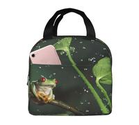 agjhlhp Frog and Rain Printlunch Bags per donne, scatole per il pranzo per donne e uomini, borse per il pranzo isolate riutilizzabili per adulti, borse per il pranzo