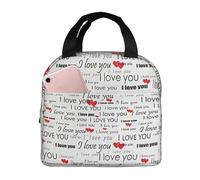 agjhlhp I Love You Words with Hearts Printlunch Bags per donne, scatole per il pranzo per donne e uomini, borse per il pranzo isolate riutilizzabili per adulti, borse per il pranzo