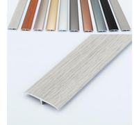 AGKANVCVNT Striscia di Transizione Profilo di Transizione Pavimento A T, Striscia di Copertura Adesiva, Striscia di Finitura per Piastrella/Legno Pavimento con Effetto Venatura De Legno(Gray Grain)