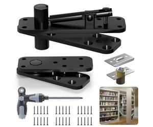 Aglehome Cerniera a perno, cerniera per porta nascosta resistente, per porta segreta in legno, hardware per porta girevole per libreria con porta nascosta, rotazione a 360 gradi, sistema di cerniere