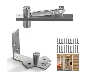 Aglehome Cerniera girevole, resistente, per porta nascosta, libreria, cerniera per porta segreta in legno, rotazione di 180 gradi, sistema di cerniera invisibile in acciaio inox, a forma di L