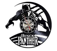 AGlitw Black Panther Vinyl Record Orologio da parete Design moderno Moda Comic 3D Decorazione Vinatge CD Orologi Orologio da parete Decorazioni per la casa