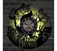 AGlitw La Bella e la Bestia Orologio da Record in Vinile Orologio da Record a LED Cavo Creativo Orologio da Parete Antico in Cartone Animato