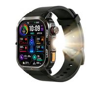 AGM Legion 3 Smartwatch Uomo Bluetooth 6.0 | 70-Lumen Flashlight | 2.01" HD AMOLED+600Nits Display | 100+Modalità Sportive | Sonno/Cardiofrequenzimetro/Bussola per Android IOS