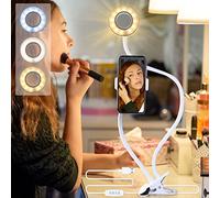 AGM Luce con Pinza, Luce ad Anello per selfie con Supporto a Collo Di cigno da 24"e Supporto per Cellulare, Luce per il Trucco, Supporto per Telefono con Streaming Live per Social Media Telelavoro