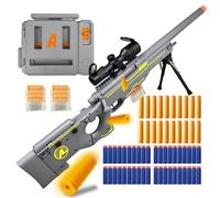 AGM MASTECH AWM Soft Bullet Toy Gun, design di espulsione di gusci vuoti, mirino migliorato, caricatore di dardi, 40 dardi di schiuma morbida, 20 gusci, 2 caricatori. (Oro)