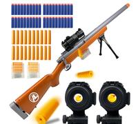 AGM MASTECH M24 Blaster in Schiuma, Eiezione del Guscio, Interruttore di Sicurezza, Stock Regolabile 106,2 cm, Mirino, 40 Dardi, 20 Gusci, 2 Caricatori, Equipaggiamento da Gioco Tattico per