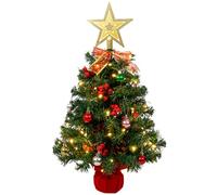 AGM Mini albero di Natale da 60 cm, da tavolo, con puntale per albero di Natale, stella e gonna per albero, decorazione natalizia per casa, cucina, tavolo da pranzo