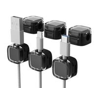 Agmoctz 6 clip di gestione dei cavi magnetici per cavi dati, ganci da scrivania e fissaggio a parete per telefono e dati, nero