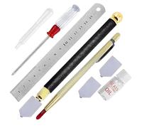 Agmoctz Set di attrezzi per kit da taglio in vetro con righello, bottiglia e strumenti di notazione, scribre di punta in carburo bianco da 3 a 14 mm, righello in acciaio
