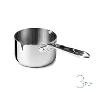 AGNELLI Casseruola Alta Aluinox 3Ply con Doppio Becco 12x7 Cm 1 Manico